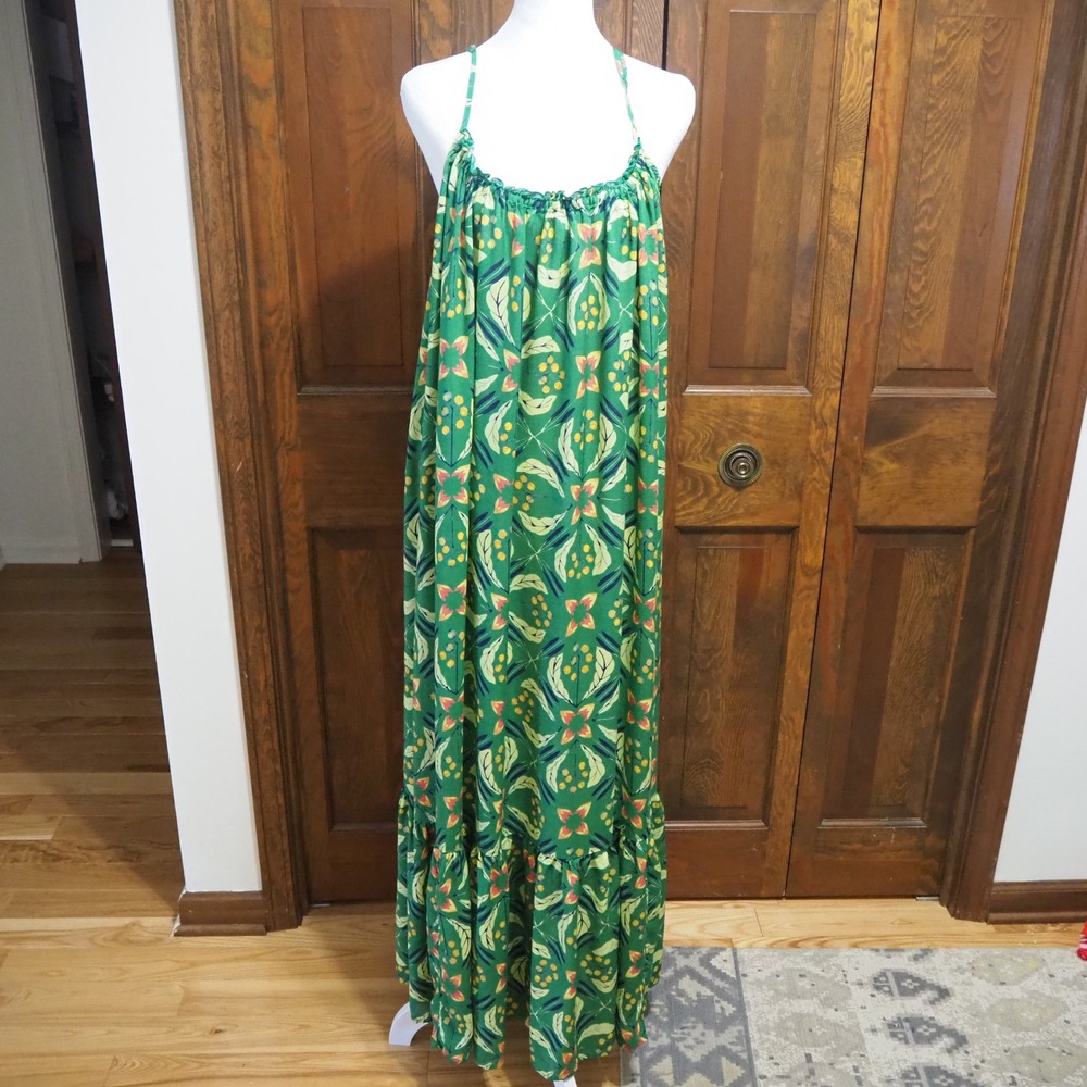 Anthropologie X Brenda Quinn Floral Maxi Dress Low Back Women's XL Flowy Resort